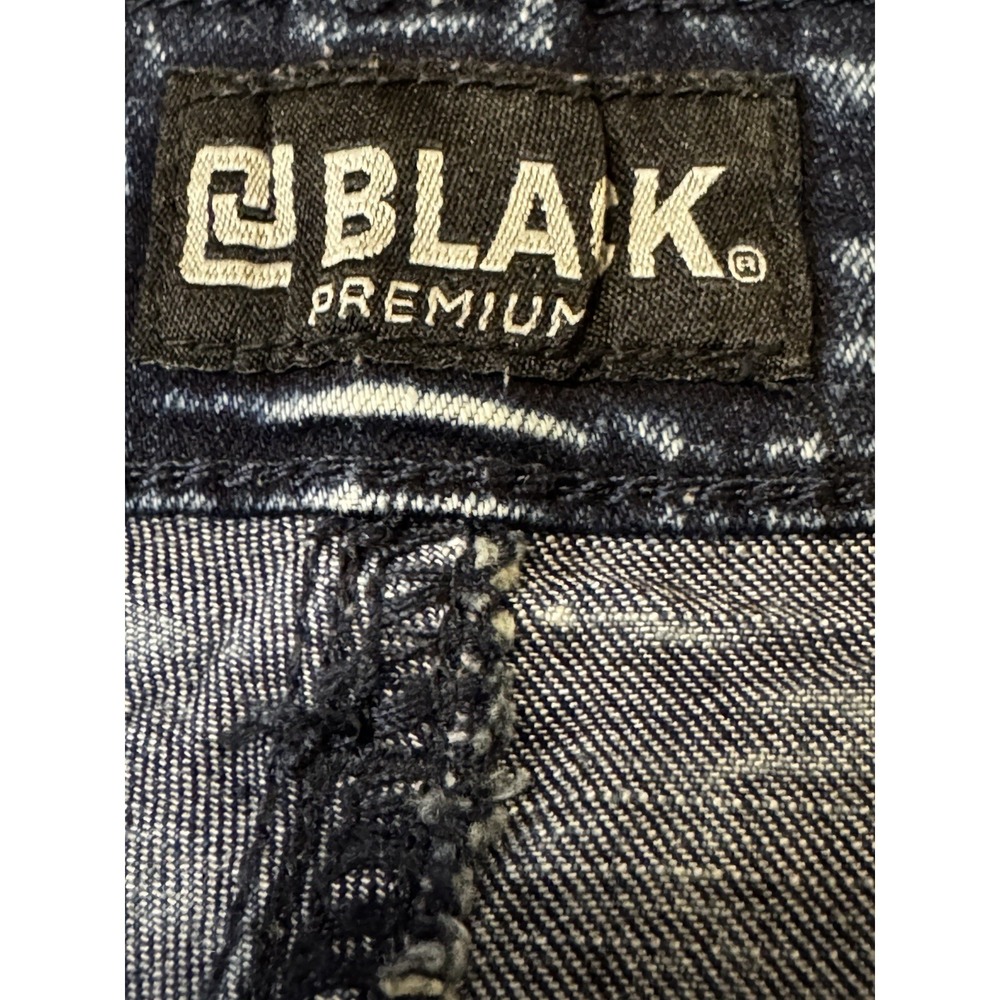 Black Premium Jeans Distressed Moto Biker 40x34 - Picture 4 of 5